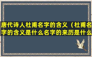 唐代诗人杜甫名字的含义（杜甫名字的含义是什么名字的来历是什么）