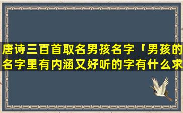 唐诗三百首取名男孩名字「男孩的名字里有内涵又好听的字有什么求一」