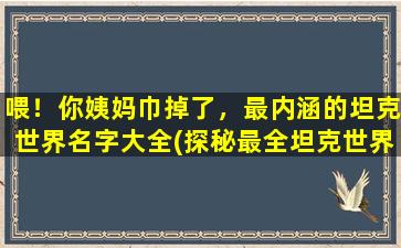 喂！你姨妈巾掉了，最内涵的坦克世界名字大全(探秘最全坦克世界名字大全，从内涵到战术一网打尽！)