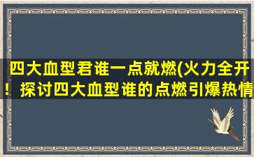 四大血型君谁一点就燃(火力全开！探讨四大血型谁的点燃引爆热情！)