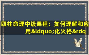 四柱命理中级课程：如何理解和应用“化火格”