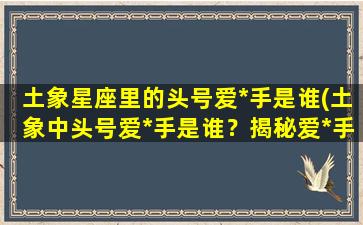 土象星座里的头号爱*手是谁(土象中头号爱*手是谁？揭秘爱*手名单！)