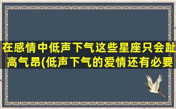 在感情中低声下气这些星座只会趾高气昂(低声下气的爱情还有必要继续吗）