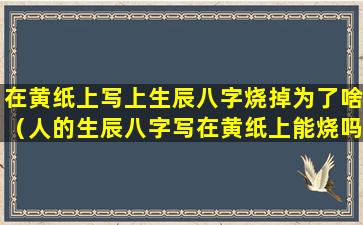 在黄纸上写上生辰八字烧掉为了啥（人的生辰八字写在黄纸上能烧吗）