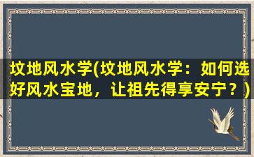 坟地风水学(坟地风水学：如何选好风水宝地，让祖先得享安宁？)