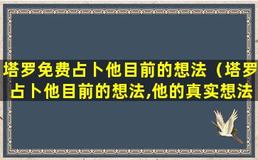 塔罗免费占卜他目前的想法（塔罗占卜他目前的想法,他的真实想法...）