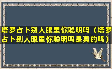 塔罗占卜别人眼里你聪明吗（塔罗占卜别人眼里你聪明吗是真的吗）