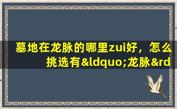 墓地在龙脉的哪里zui好，怎么挑选有“龙脉”的风水好的墓地呢