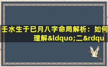 壬水生于巳月八字命局解析：如何理解“二”在其中的含义