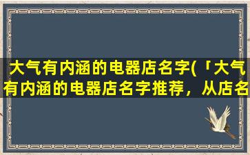 大气有内涵的电器店名字(「大气有内涵的电器店名字推荐，从店名看品味」)