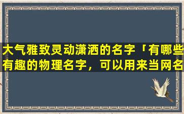 大气雅致灵动潇洒的名字「有哪些有趣的物理名字，可以用来当网名」