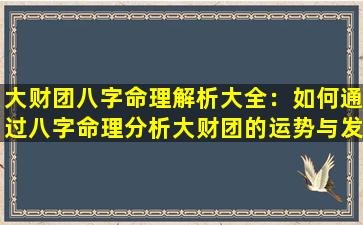 大财团八字命理解析大全：如何通过八字命理分析大财团的运势与发展