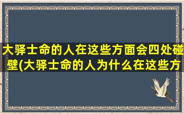 大驿士命的人在这些方面会四处碰壁(大驿士命的人为什么在这些方面总是碰壁？)