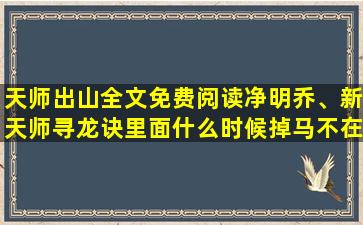 天师出山全文免费阅读净明乔、新天师寻龙诀里面什么时候掉马不在装傻