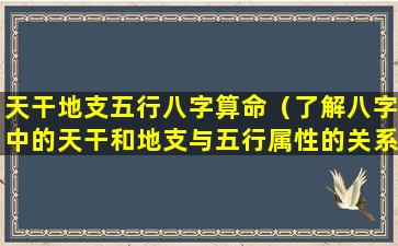 天干地支五行八字算命（了解八字中的天干和地支与五行属性的关系）