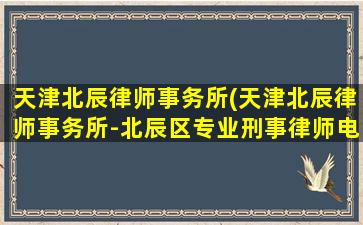 天津北辰律师事务所(天津北辰律师事务所-北辰区专业刑事律师电话)