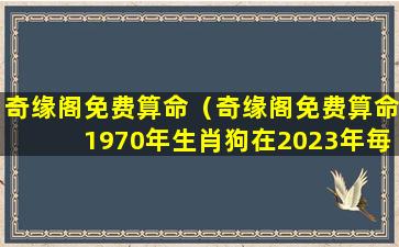 奇缘阁免费算命（奇缘阁免费算命1970年生肖狗在2023年毎日运势）