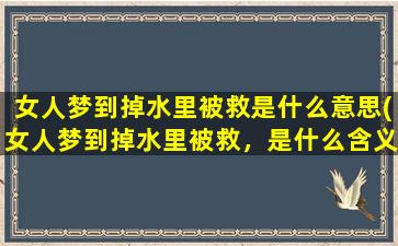 女人梦到掉水里被救是什么意思(女人梦到掉水里被救，是什么含义？解析女性掉水梦象的真正意义)