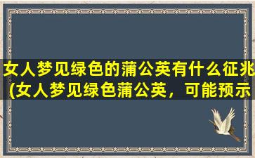 女人梦见绿色的蒲公英有什么征兆(女人梦见绿色蒲公英，可能预示着什么？)