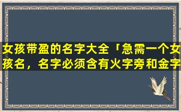 女孩带盈的名字大全「急需一个女孩名，名字必须含有火字旁和金字旁。有谁知道的，赶快告诉我~~」