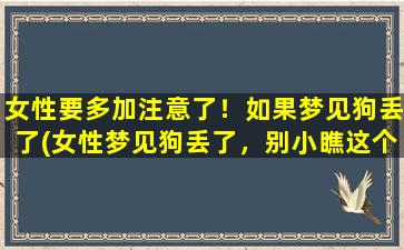 女性要多加注意了！如果梦见狗丢了(女性梦见狗丢了，别小瞧这个细节！)