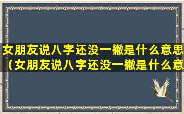 女朋友说八字还没一撇是什么意思（女朋友说八字还没一撇是什么意思怎么回答）