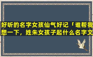 好听的名字女孩仙气好记「谁帮我想一下，姓朱女孩子起什么名字文雅大方又好听」