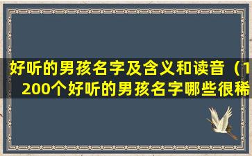 好听的男孩名字及含义和读音（1200个好听的男孩名字哪些很稀少特别）