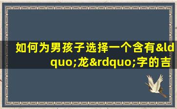 如何为男孩子选择一个含有“龙”字的吉祥命格名字