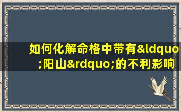 如何化解命格中带有“阳山”的不利影响