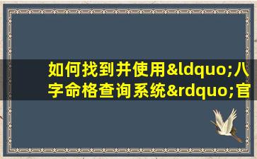 如何找到并使用“八字命格查询系统”官网入口