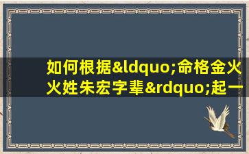 如何根据“命格金火火姓朱宏字辈”起一个合适的名字