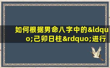 如何根据男命八字中的“己卯日柱”进行取名