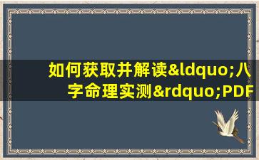 如何获取并解读“八字命理实测”PDF文档