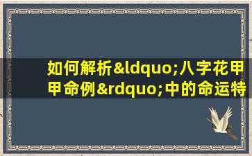 如何解析“八字花甲甲命例”中的命运特征