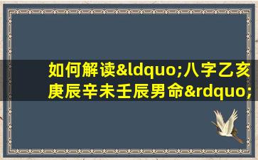 如何解读“八字乙亥庚辰辛未壬辰男命”的命理特征