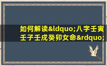 如何解读“八字壬寅壬子壬戌癸卯女命”中的命理特点