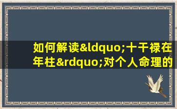 如何解读“十干禄在年柱”对个人命理的影响