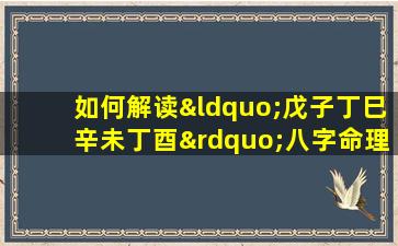 如何解读“戊子丁巳辛未丁酉”八字命理