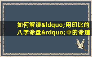 如何解读“用印比的八字命盘”中的命理信息