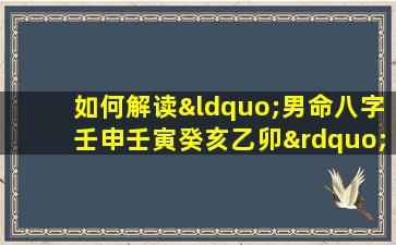 如何解读“男命八字壬申壬寅癸亥乙卯”中的五行相生相克关系