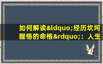 如何解读“经历坎坷醒悟的命格”：人生挑战与心灵觉醒的深层含义