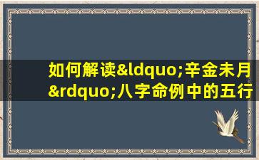 如何解读“辛金未月”八字命例中的五行相生相克关系