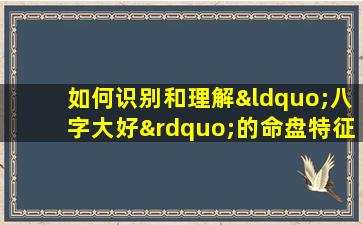 如何识别和理解“八字大好”的命盘特征