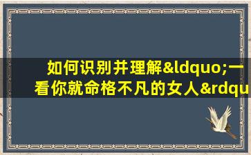 如何识别并理解“一看你就命格不凡的女人”的特质与命运