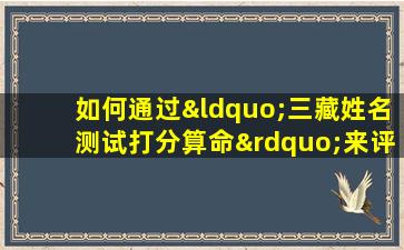 如何通过“三藏姓名测试打分算命”来评估个人命运