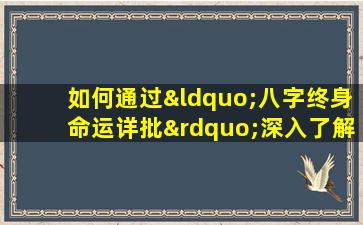 如何通过“八字终身命运详批”深入了解个人命运走向