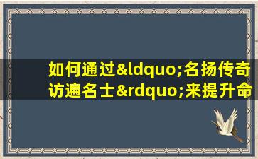 如何通过“名扬传奇访遍名士”来提升命格