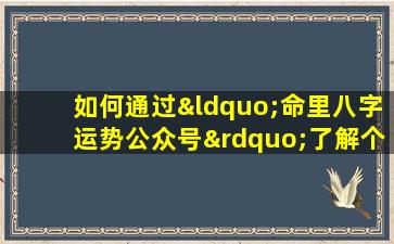 如何通过“命里八字运势公众号”了解个人运势