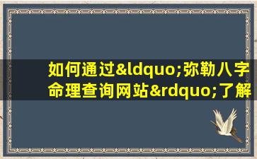 如何通过“弥勒八字命理查询网站”了解个人命理信息